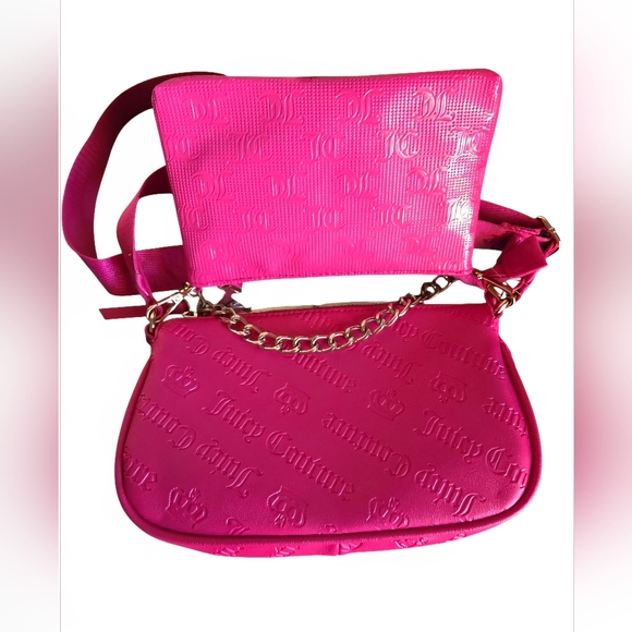 Juicy Couture Hot Pink "Double Trouble" Crossbody Bag with Chain Accent - Picture 6 of 10